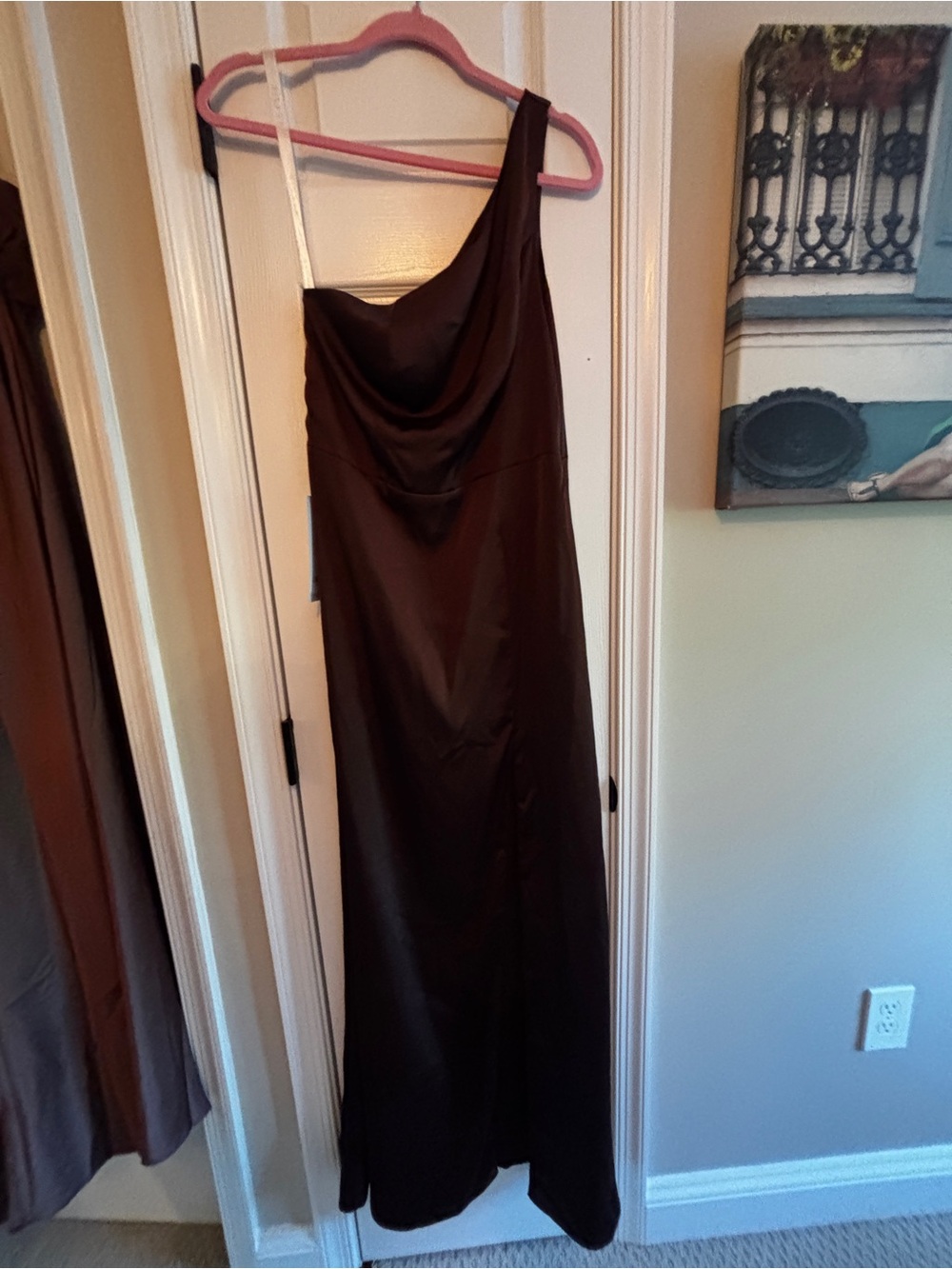 Azazie One-Shoulder Brown Evening Dress with Side Slit - Picture 2 of 4